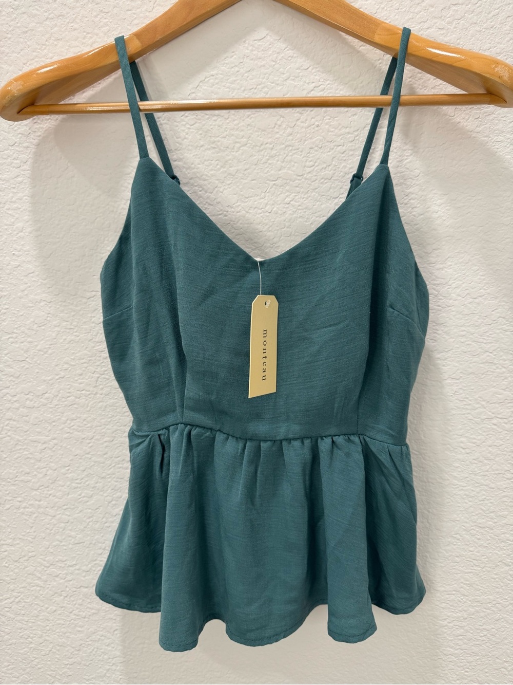 NWT Monteau Green Peplum Camisole size Small